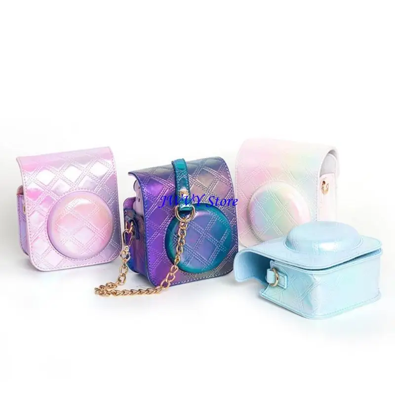 

573A PU Leather Embroidered Checkered Camera Case Bag for Mini12 Instants Film Camera