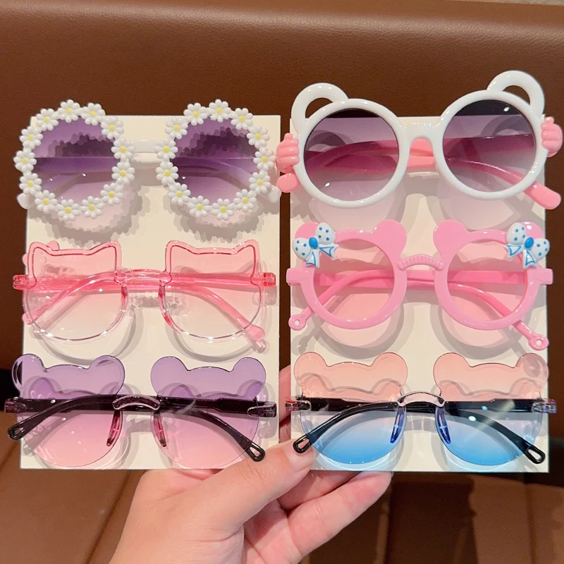2/4Pcs 2025  Cute Newest Double Colors Hollow Bear Shape  Fashion Glasses Eyewear Card Only Show,Don't Shipping