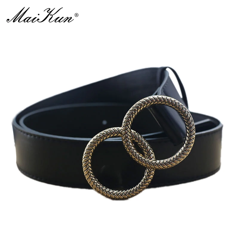 

Maikun Belts For Women Fashion Double Ring Buckle Belt PU Leather Waistband For Jeans Dresses Pants