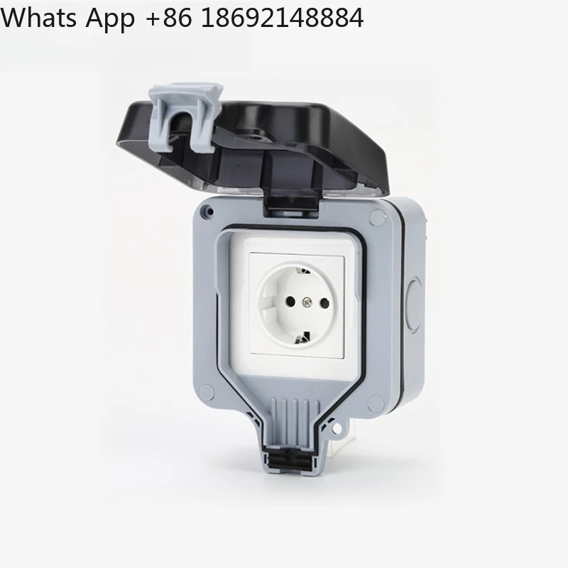 Outdoor european standard plug strip ip66 splash-proof box german style single industrial rainproof switch socket