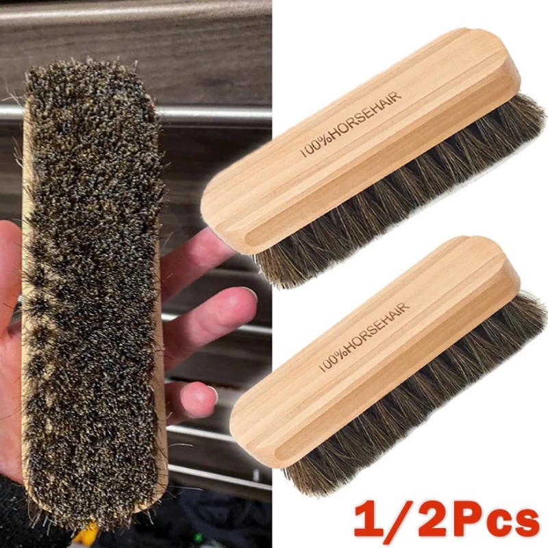 

Genuine Horsehair Wooden Brush Car Detailing Polishing Buffing Brush Seat Handle Dashboard Roof Cleaning Premium Car Wash Brush