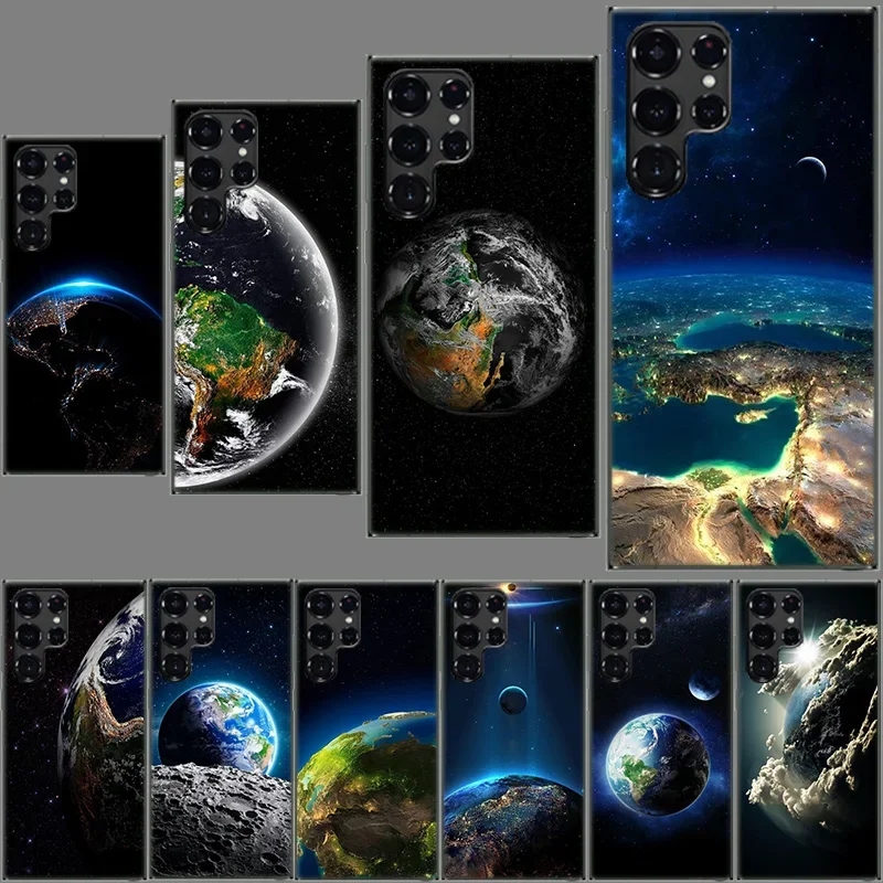 지구, 별, 우주 클리어 케이스, 삼성 갤럭시 S24, S23, S22 울트라, S21, S20 FE, TPU 카파 폰 케이스, S10 5G, S9, S8 플러스, S10e, S7 공동 