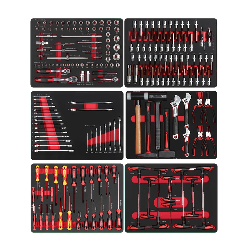 117PCS EVA Foam Garage Tool Sets Auto Repair Car Repair Tool Set Vehicle Ratchet Wrench Socket Set not include Trolley Cabinet