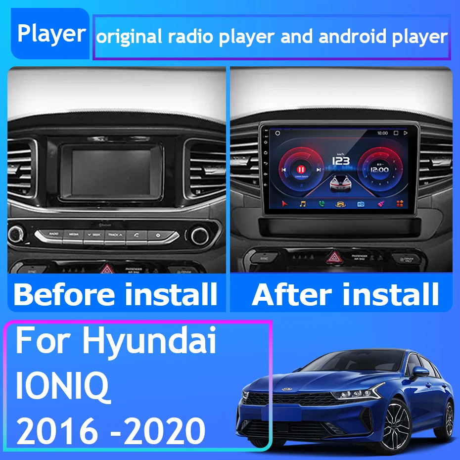 For Hyundai IONIQ 2016 2017 2018 2019 2020 Car Radio Carplay GPS Navigation Android Auto Stereo Screen No 2din 5G WiFi