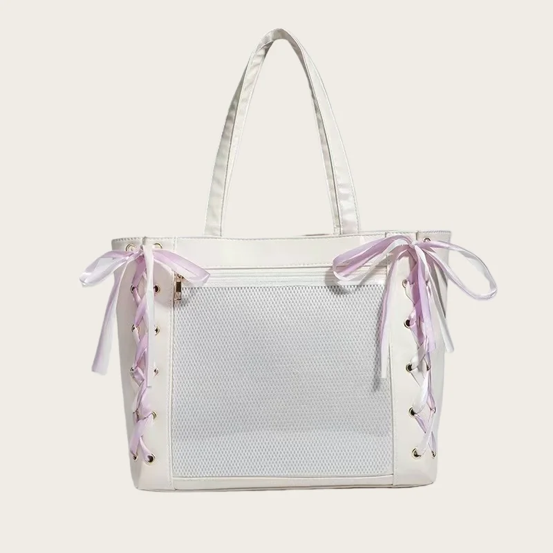 Neue japanische süße Ita-Tasche mit Schleife, transparente Lolita-Handtaschen für Mädchen, modische große Tragetasche, ästhetische Umhängetaschen