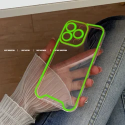 Transparent Fluorescent Neon Luminous Case For iPhone 17air 15 14 13 Pro Max 16 Luxury Camera Protection Bumper Back Cover