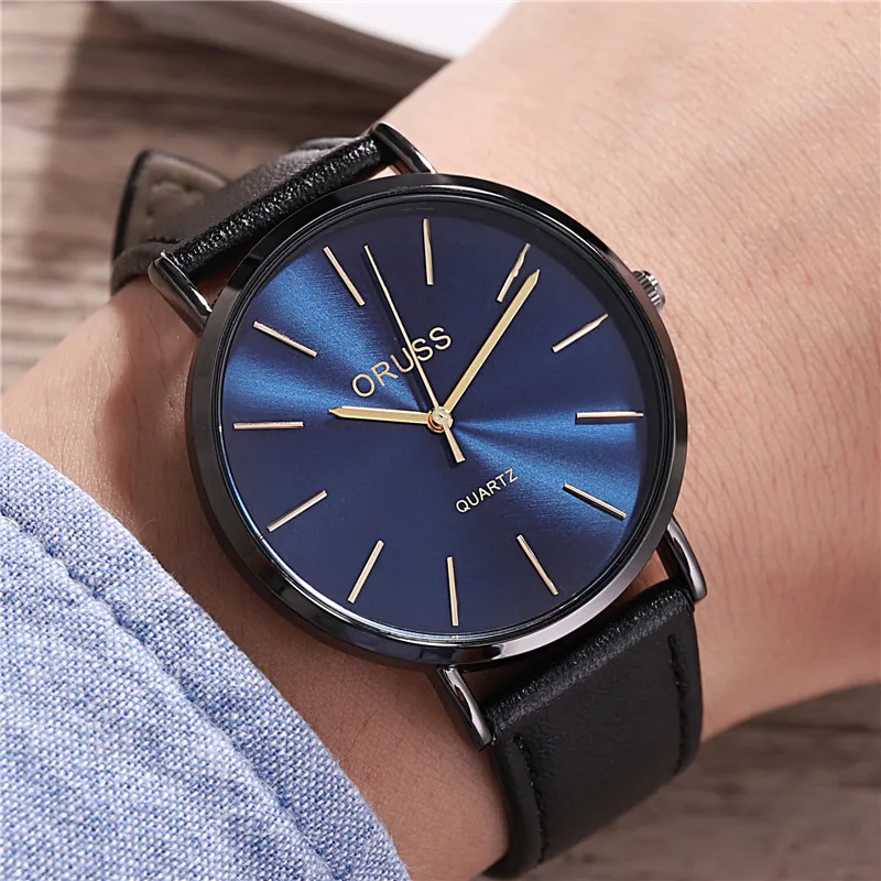 Ultra-thin fashion trend Men's authentic high-quality leather belt watch Student Watch Watch Men's watch