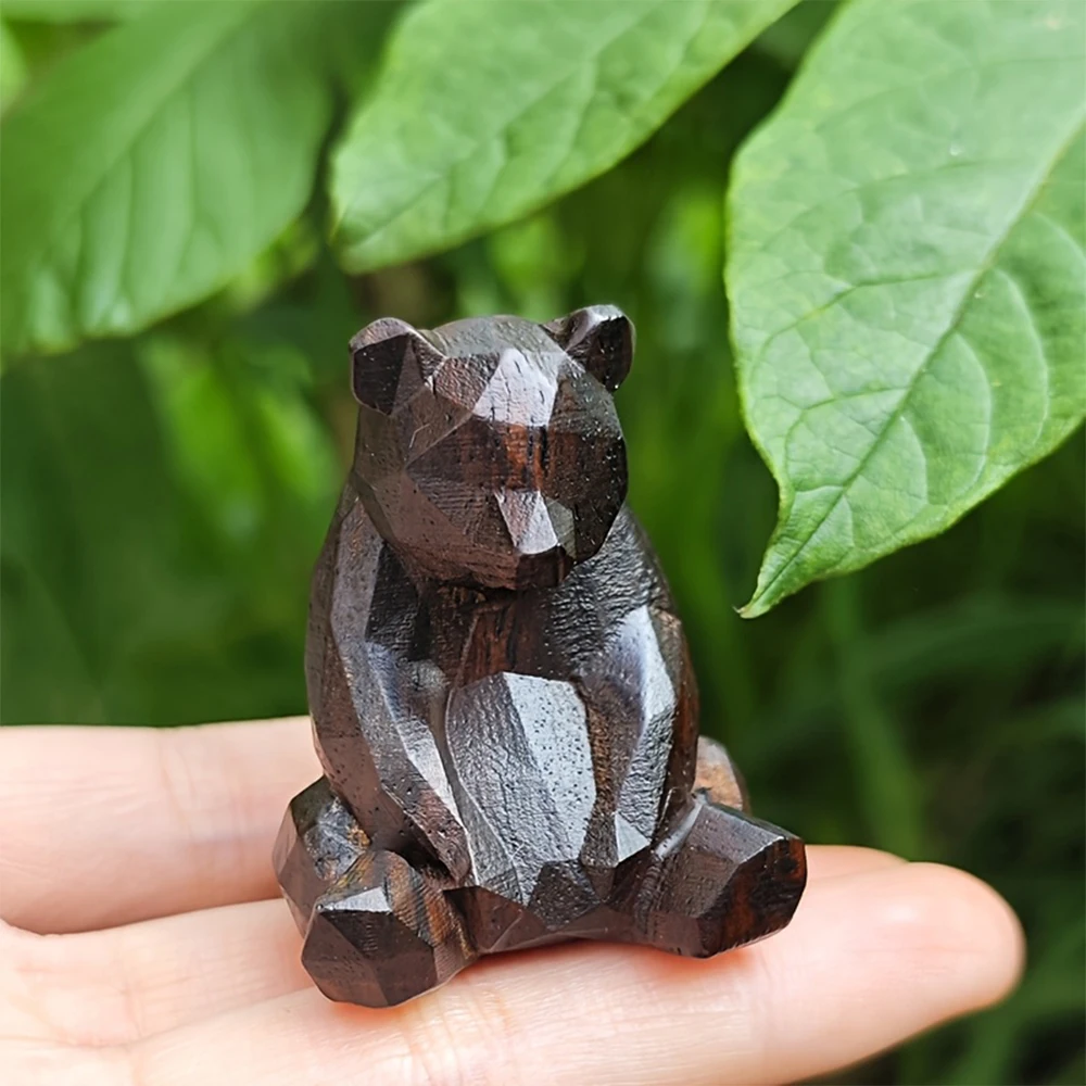 Wooden Geometric Bear Ornament, Cute Sitting Posture Home Decoration, Halloween Easter Christmas Gift, Modern Minimalist Creative Living Room Study Desk Decoration, Animal Statue Leisurely Bear