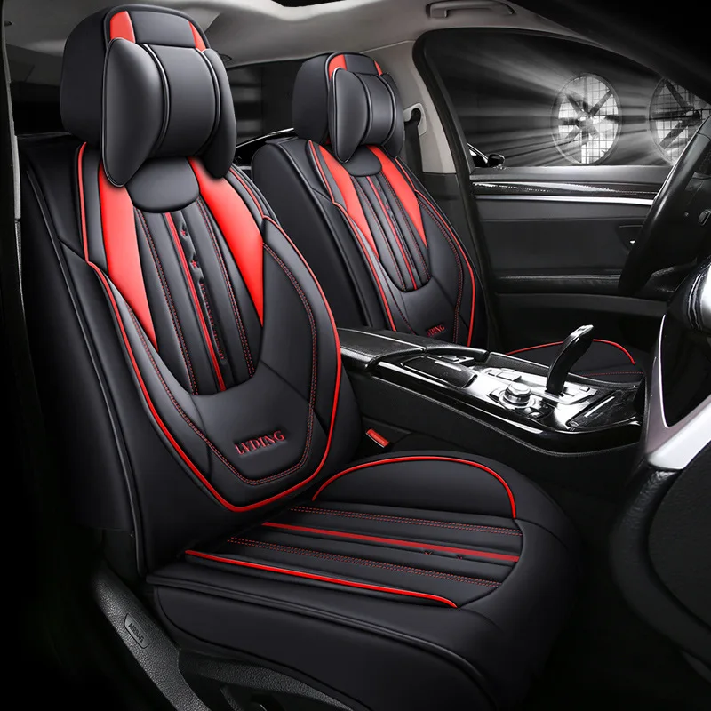 5D Premium Sport Style Car Seat Cushion Solid Waist All-Inclusive-Leather Four Season Universal Seat Cover For BMW, Honda, KIA