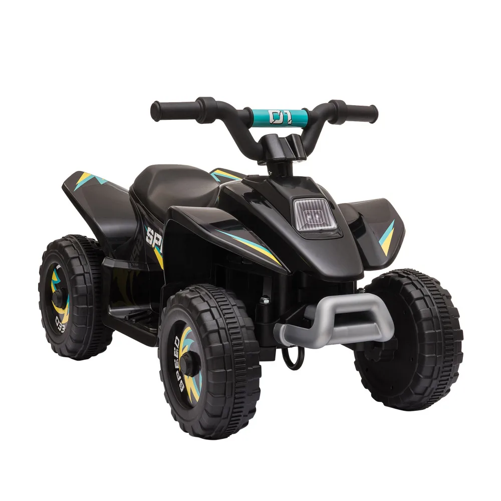 

6V Kids ATV Rechargeable Ride On Car Electric Quad With Forward Reverse Switch For Toddlers 18-36 Months Black Durable Wheels