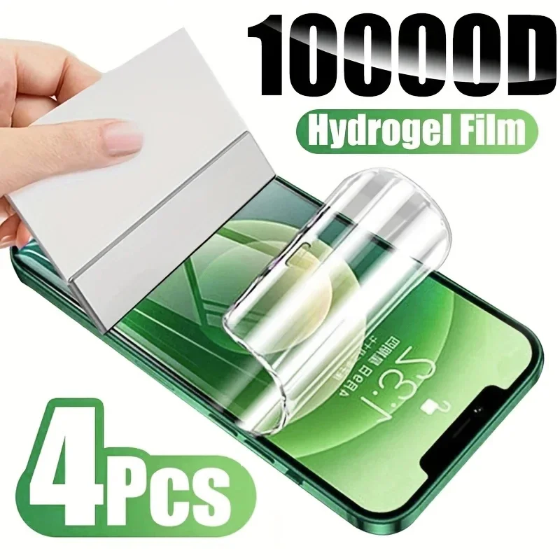 

4Pcs Hydrogel Film Screen Protector For iPhone 12 11 13 14 15 Pro Max For iPhone 15 14 Plus 12 13 Mini 14 13 Pro Full Cover Film