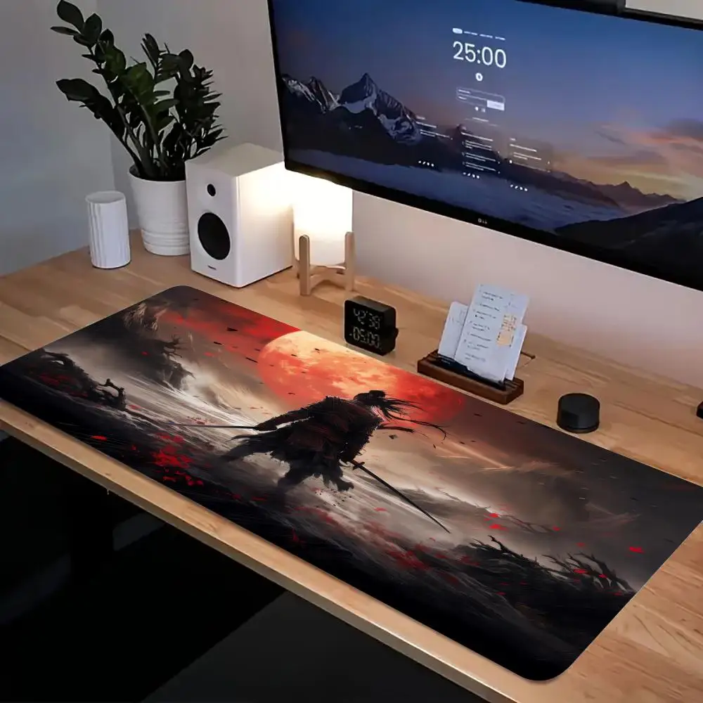 Samurai Warrior Mouse Pad Gamer ملحقات الكمبيوتر لوحة المفاتيح الجدول حصيرة لوحة الماوس السوداء شركة الألعاب مكتب الكمبيوتر المحمول ملحق الكمبيوتر