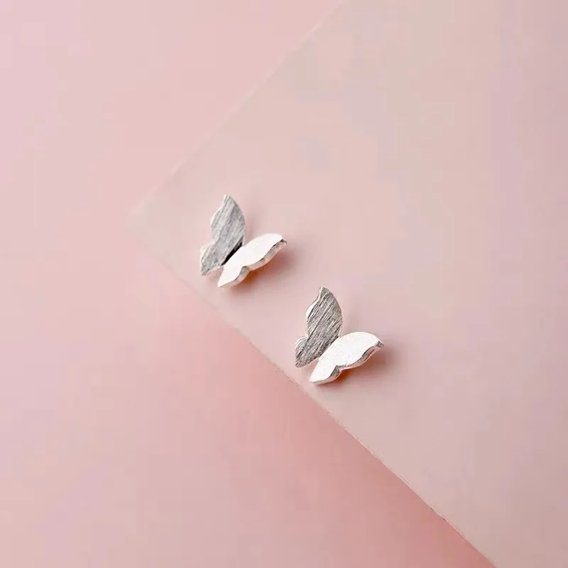 UiniTail hot new 925 Tibetan silver sweet cute brushed butterfly earrings Korean fashion trend high quality hypoallergenic ED179