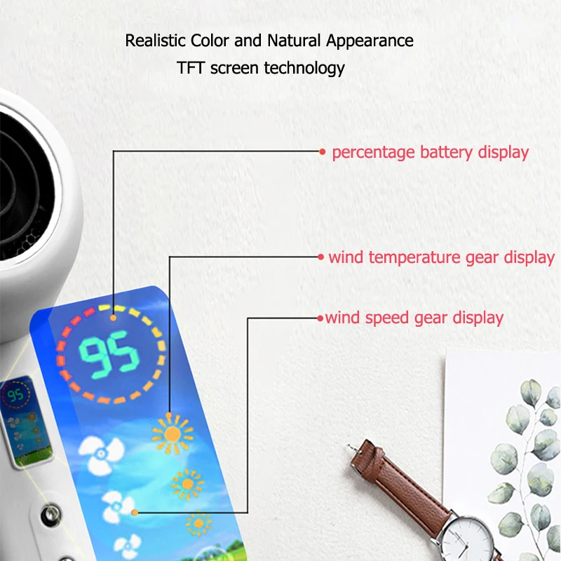 Rechargeable Hair Dryer with Hot Wind and Cold Air USB Charging Cordless Blower Home Travelling Use LCD Wireless Hairdryer