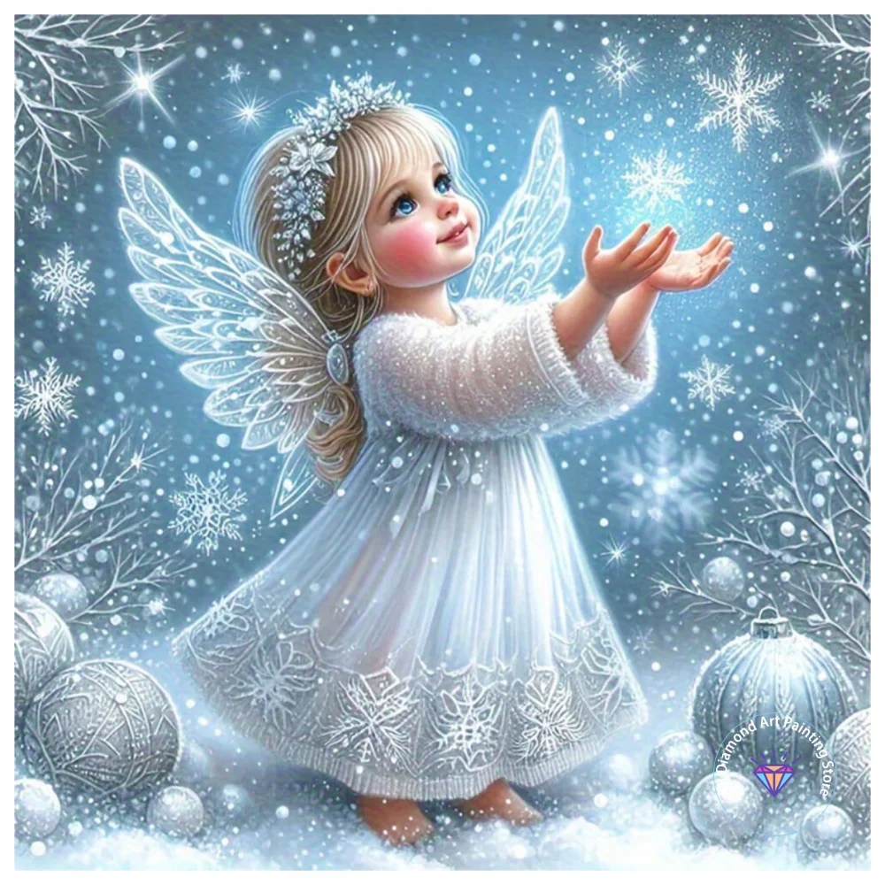 

Girl Angel AB Diamond Painting Kit Square Round Diamond 5D DIY Snow Wings Mosaic Handmade Art Adult Exquisite Gift Home Decor