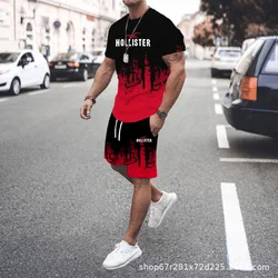 Luxury Brand Men's 2-piece Set 3D Men's Luxury Brand Set Summer Fashion Trend Style Short-sleeved T-shirt + Trousers Street Wear