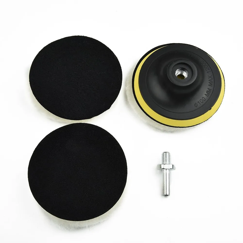 5Pcs 4Inch Polieren Polieren Pad Wolle Rad Mopp Kit Für Auto Polierer Bohrer Pflege Polierer Pads Autos Gadget