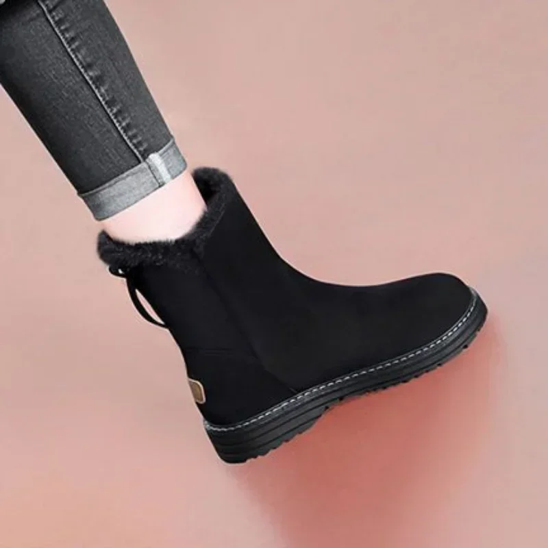 Tabi-Botas de nieve planas acolchadas para mujer, zapatos cálidos de gran tamaño, cómodos y elegantes, Y2k, diseñador de lujo, novedad en 39