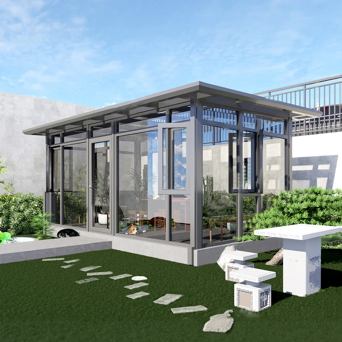 غرفة نوم وعريشة أنيقة وحديثة من الزجاج المقسى في الهواء الطلق لفندق الفيلا الذين يعيشون في المناطق السكنية وغرفة الشمس #2