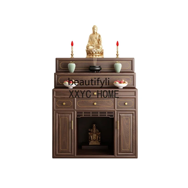 

Three Layers Altar Solid Wood Household Prayer Altar Table Table Simple Guanyin God of Wealth Incense Burner Table Living Room