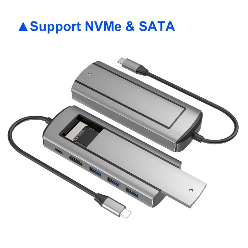 

Док-станция 6-в-1 USB C HUB USB C с функцией хранения дисков Адаптер M.2 NVMe SATA SSD Type C к HDMI для Macbook Pro