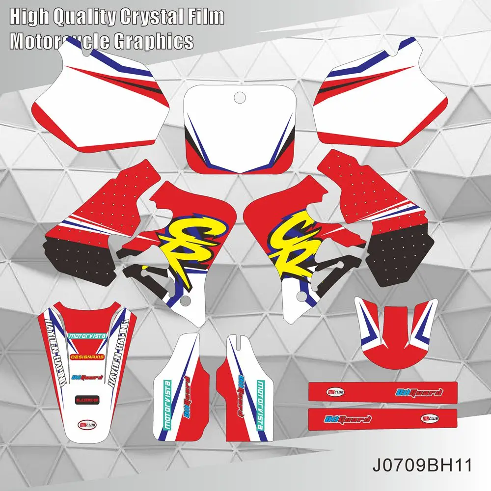 لهوندا CR250 1995 1996 CR125 1995 1996 1997 كامل الرسومات الشارات ملصقات دراجة نارية خلفية اسم رقم مخصص