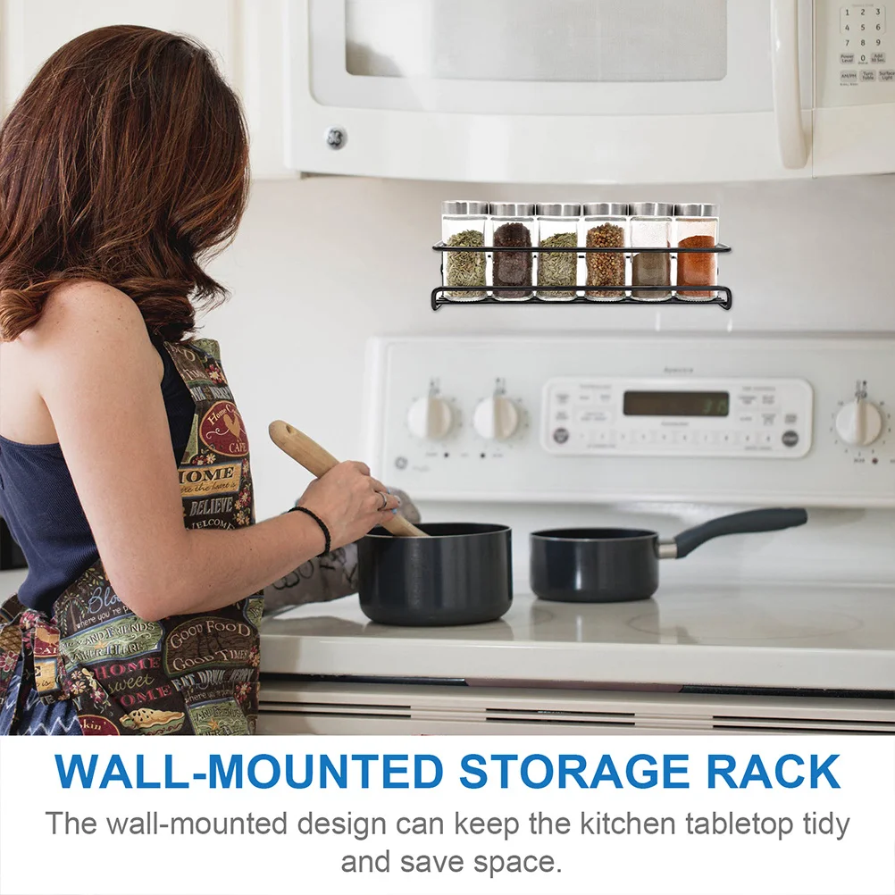 

2Sets Kitchen Seasoning Bottle Organizer Metal Wall Mounted Spice Rack for Cabinet Storage Shelf Hanging Spice Organizer with