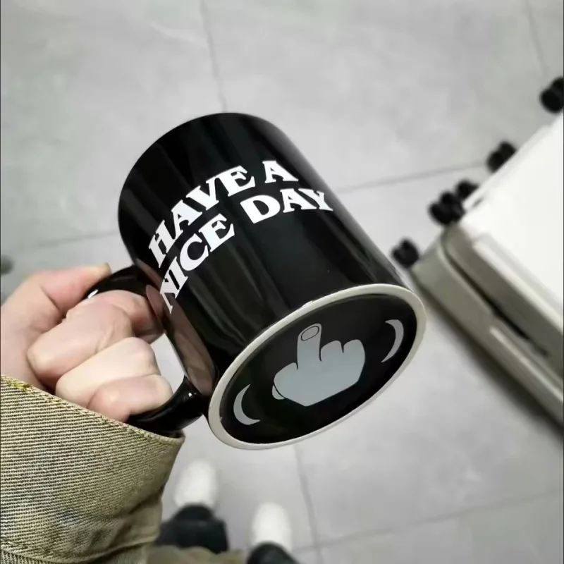 

Funny Middle Finger Ceramic Mug Creative Personality Coffee Cup Office Drinkware White Elephant Christmas Birthday Gift Novelty