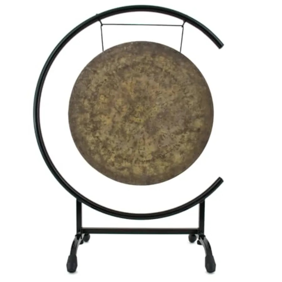 

16 Chinese Gongs on High C Stand: Brass, Gold, Easy Assembly Metal Stand for Small Spaces