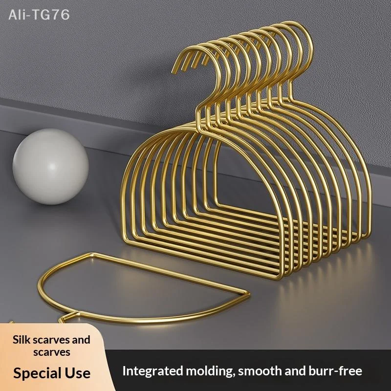 [P] 5PCS Gold Iron Half Round Scarf Hangers Pet Clothes Rack Storage Hanger For Pants Towel Tie,Closet Organizer For Adult Kids
