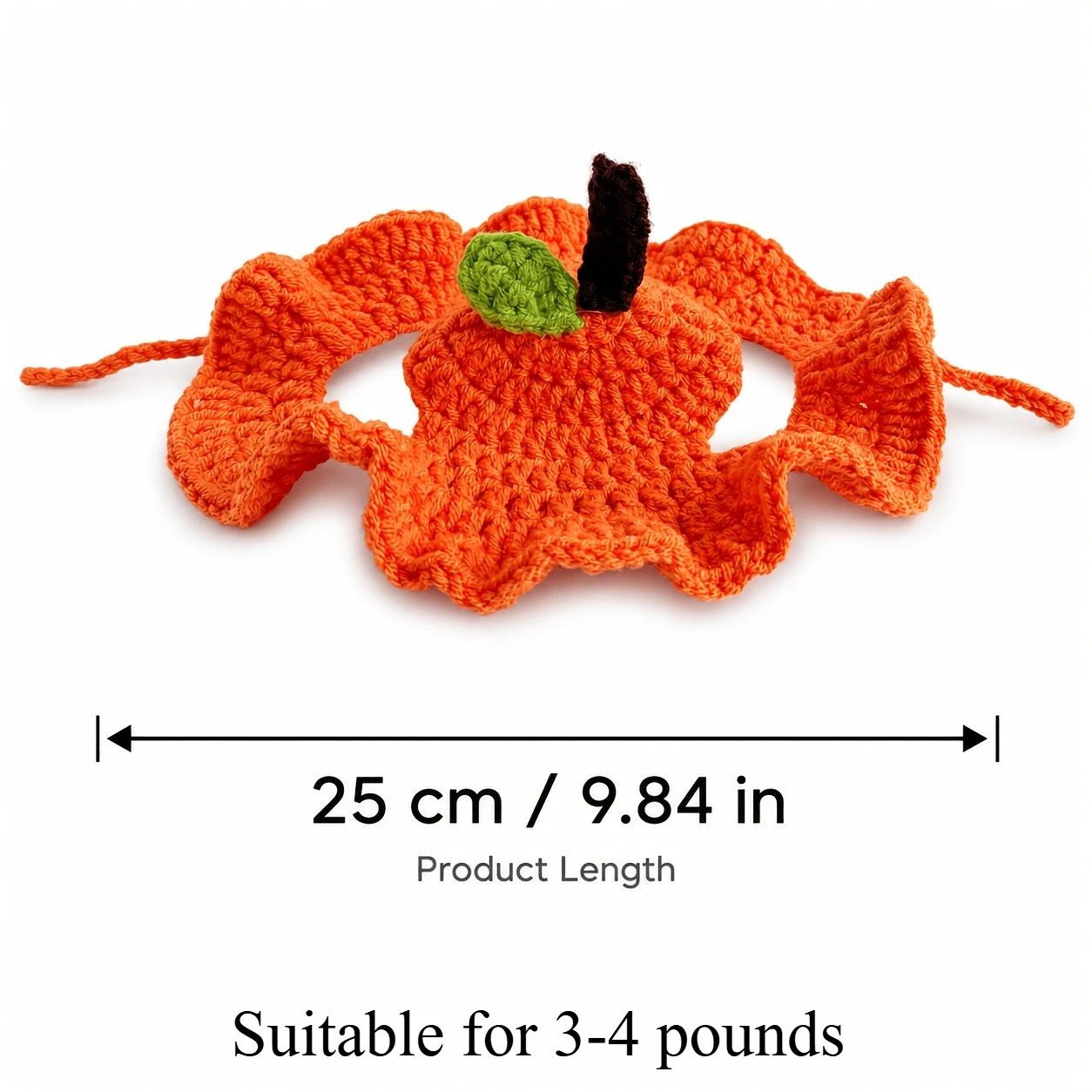Cute Orange Peel Cat Hat, Soft Crochet Citrus Costume with Adjustable Ties, Funny Photo Prop for Cats and Kittens, Hats for Cats view 4
