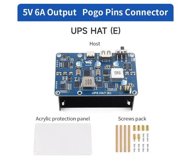 Raspberry Pi 5 Uninterruptible Power Supply Module with 5V 6A Output, UPS Power Bank Expansion Board with Battery Level Detectio