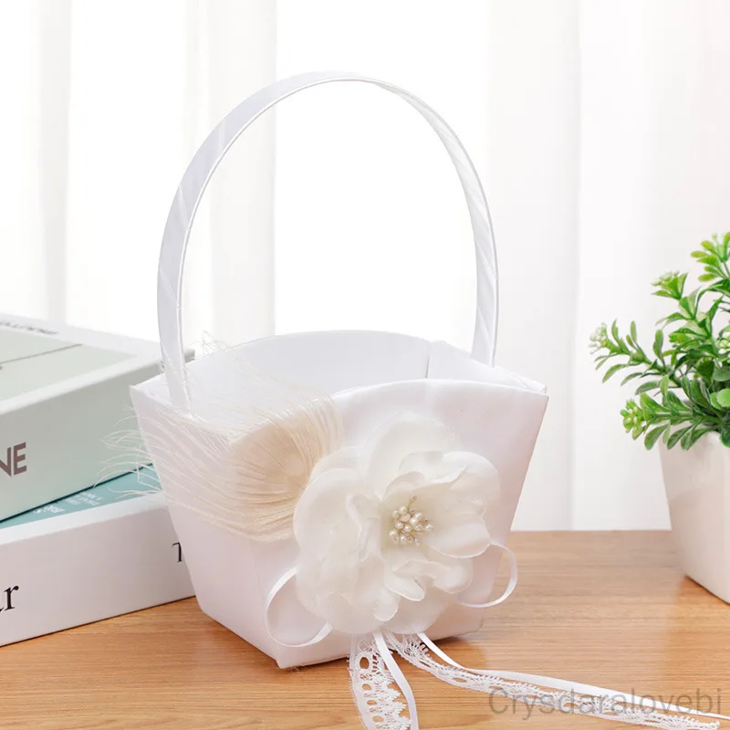 Western-style Wedding Ring Pillow New Trapezoidal Flower Girl Flower Basket Square Ring Pillow Guest Sign In This Quill Pen