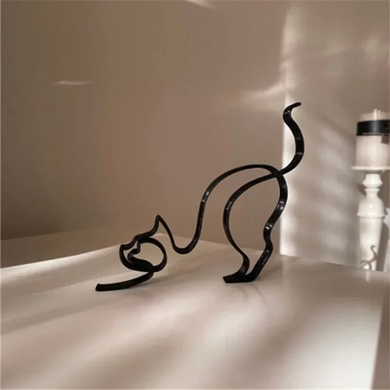 Dog Cat Minimalist Art Sculpture Decor Gift Metal Decor Modern Home Office Accessories Animal Shape Ornament Dropshipping