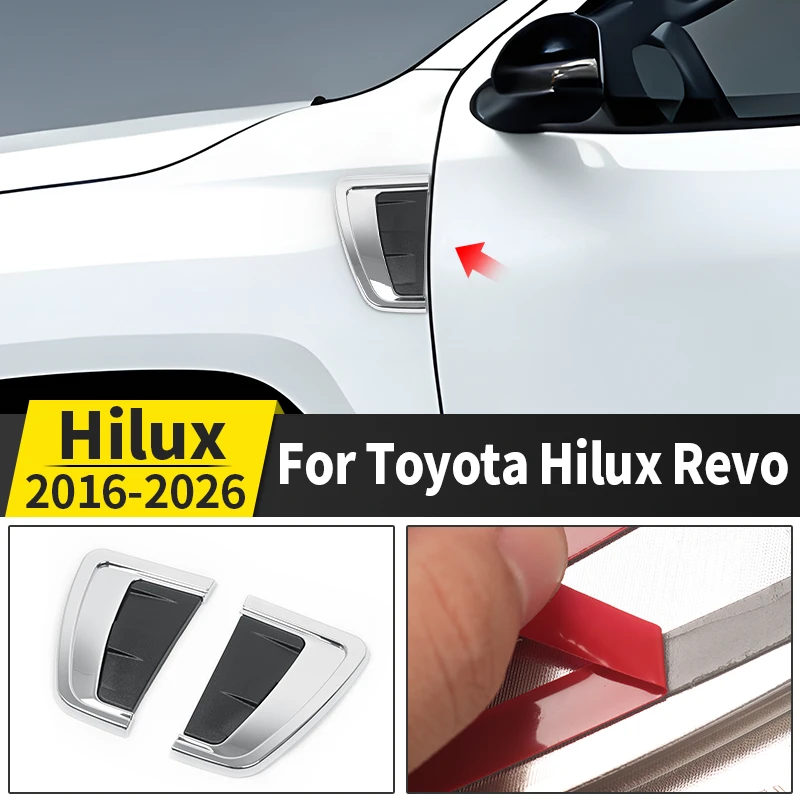 

Декоративные накладки на боковые крылья для пикапа Toyota Hilux Revo 2016-2026, серебристые, из АБС-пластика, аксессуары для внешнего тюнинга