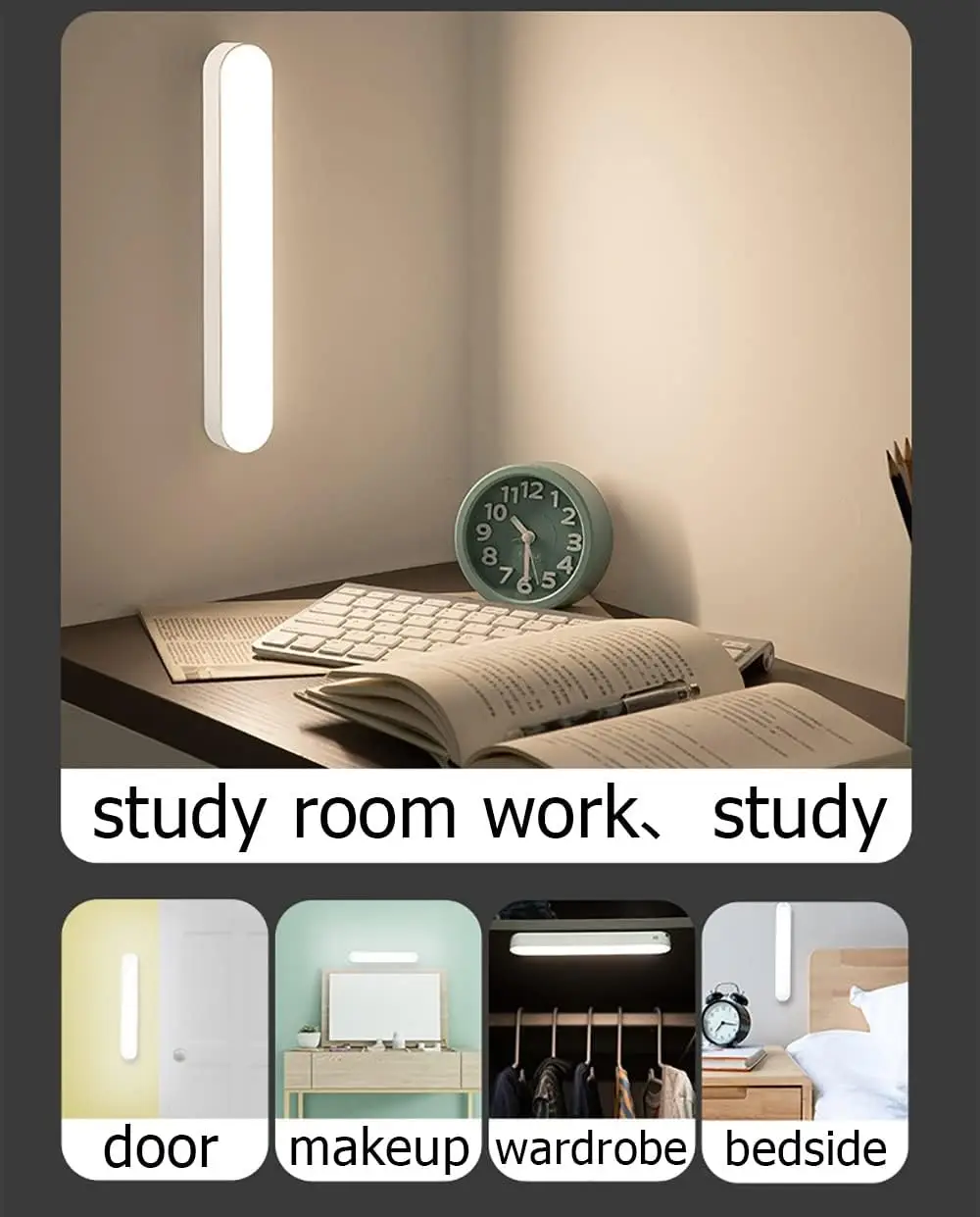 Led Lights Table Lamp Hanging USB Rechargeable Cabinets Remote Control Desk Lamp Bedroom Night Light , Touch