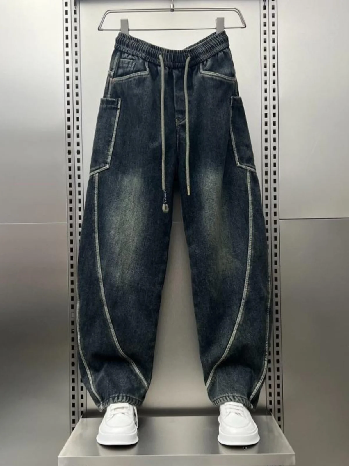 

2025 New American Sle Loose Wide Leg Jeans Men's Faion Casual Retro Workwear Knife Pants Youth Wear Harajuku Sle