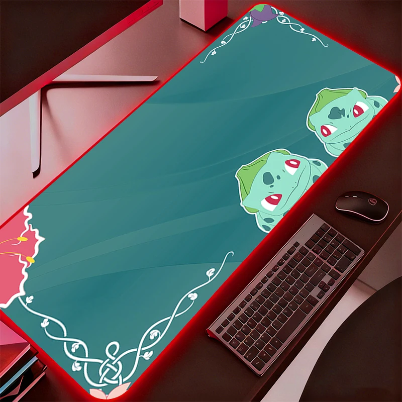 

Коврик для мыши RGB с подсветкой, большой, аниме-дизайн, Покемон Пикачу, для геймеров, для ПК, LED-подсветка, аксессуары для клавиатуры и игровых компьютеров, настольный коврик