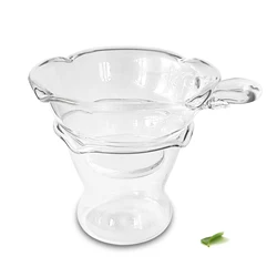 Clear Heat Resistant Glass Tea Funnel Filter Strainer with Conical Stand Holder