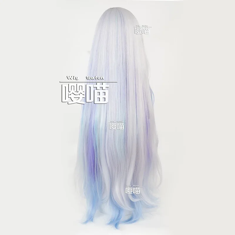 วิกผมคอสเพลย์ Genshin Impact สีม่วงไล่ระดับสีน้ำเงิน วิกผมยาวหยักศกสำหรับผู้หญิงและเด็กผู้หญิง คริสตัลลินา ทาร์ตาลีอา สำหรับงานเทศกาลและสวมบทบาท