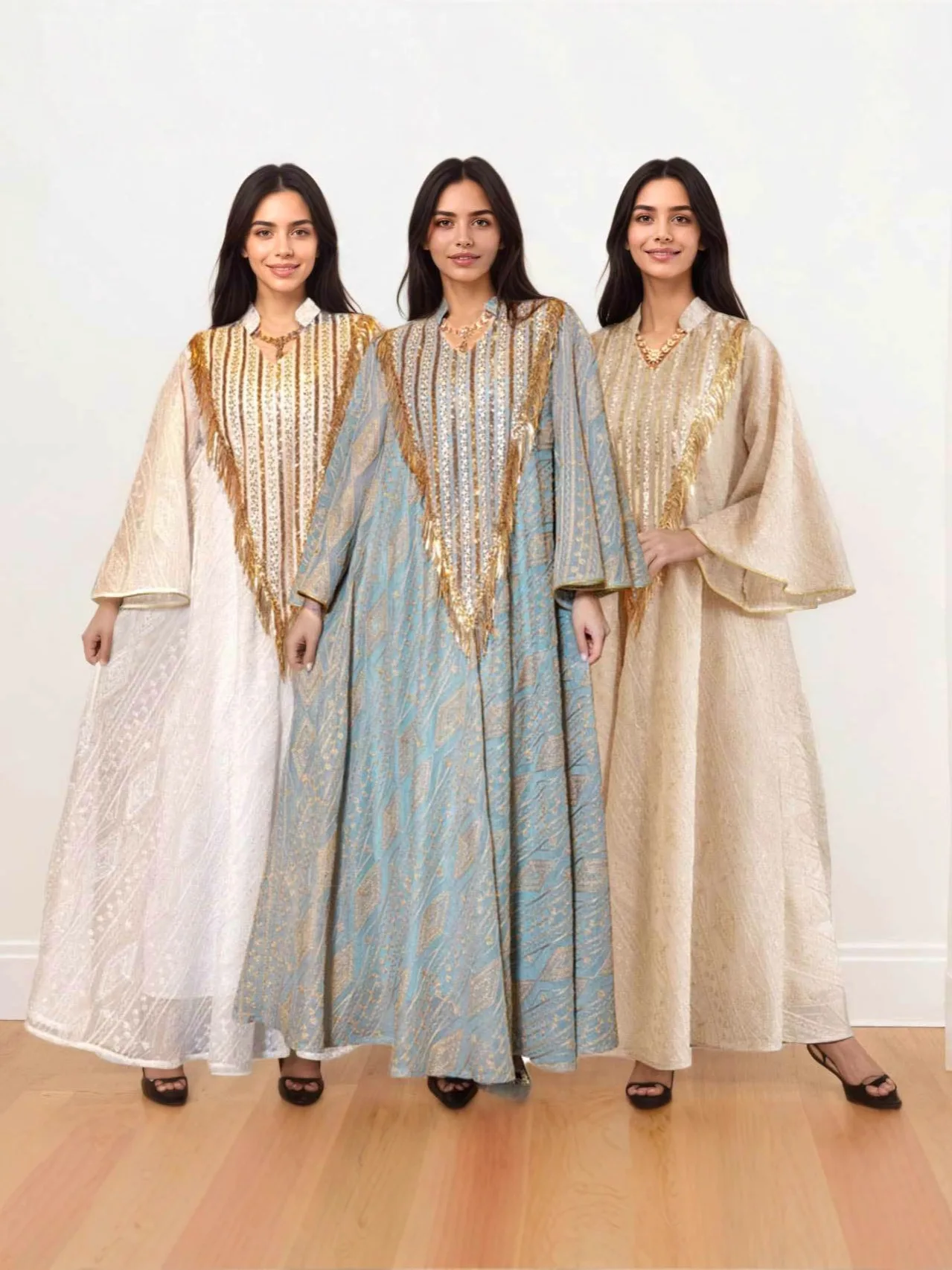 

Elegant Embroidered Mesh Abaya Modest Dubai Muslim Abaya Long Sleeve Tulle Abaya Stylish Islamic Maxi Dress For Women