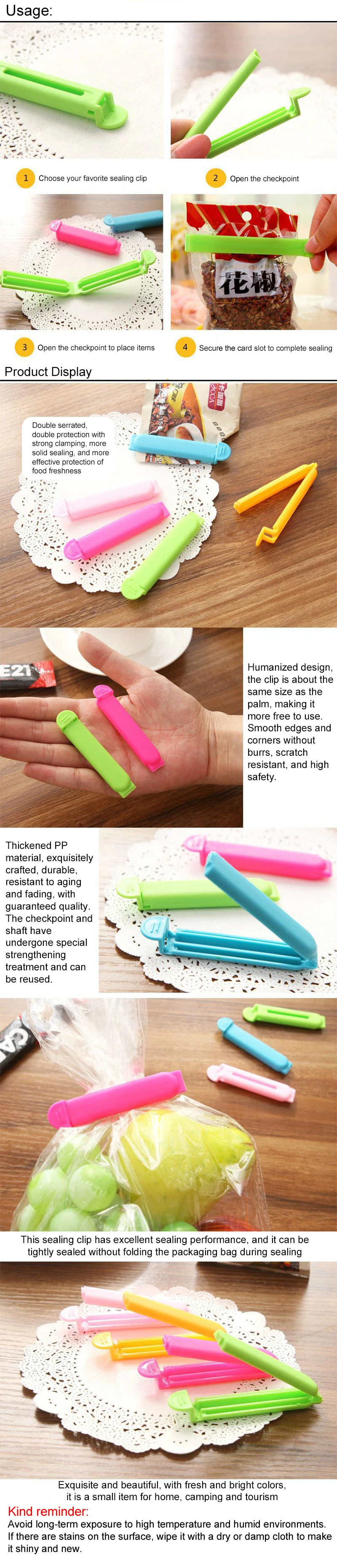 10/20 Stück Küchen-Aufbewahrung Lebensmittel-Snack-Verschluss-Clips Verschlussklemmen Plastikwerkzeug Küchenzubehör Tragbar Großpackung TMZ – Detail 14