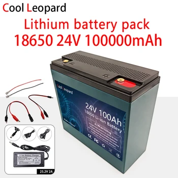 New 18650 24V 100Ah Rechargeable Lithium Battery Pack Built-in 100A BMS,for Solar Marine Overland Off-Grid LED lighting Battery