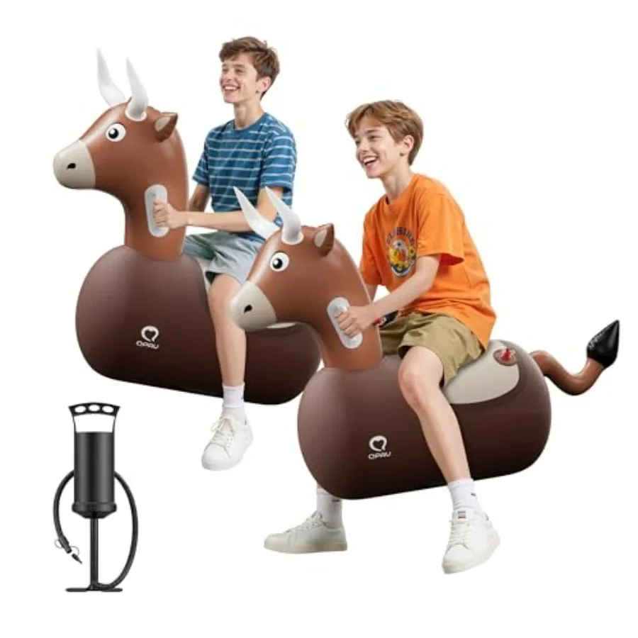 

Inflatable Rndeer Hopper Bouncer 2PCS with Fabric Cover Pump Ride On Toy for 5+ Adults Christmas Themed Outdoor Play Bull Color
