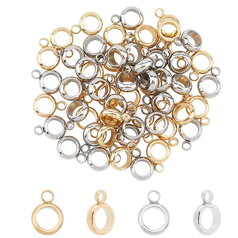 20 sztuk 4/5/6/8mm złoto ze stali nierdzewnej Big Hole Spacer wisiorki z koralików złącza Bail klamry naszyjnik DIY bransoletka tworzenia biżuterii