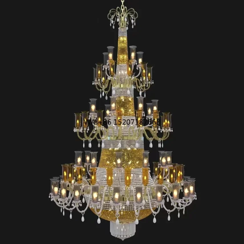 Modern Luxury K9 Crystal  Square and Oval Shape LED Indoor Villa Gold Hotel Banquet Staircase Decoration