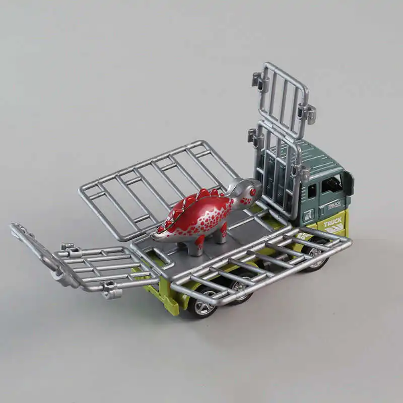 Mini camion de conteneur de transport de simulation de voiture de dinosaure d'ingénierie avec Jos en plastique, jouets de jeu pour garçon, cadeaux, modèles de benne à benne basculante