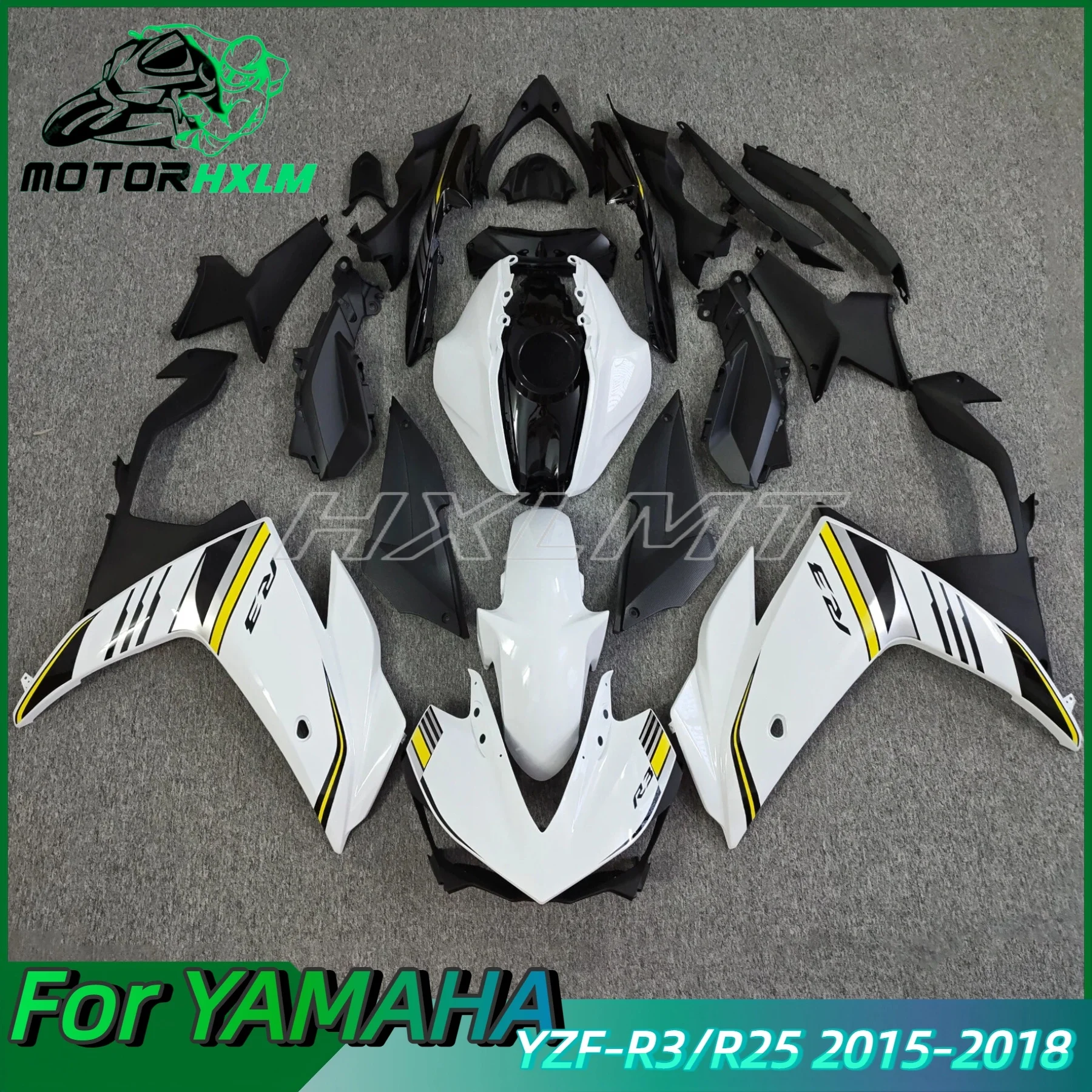 

Fairings for YAMAHA R3 2015 - 2018 R25 2016 Complete Panels 15 16 17 ABS Plastic Panels Kit Body Work Black white Cowlings