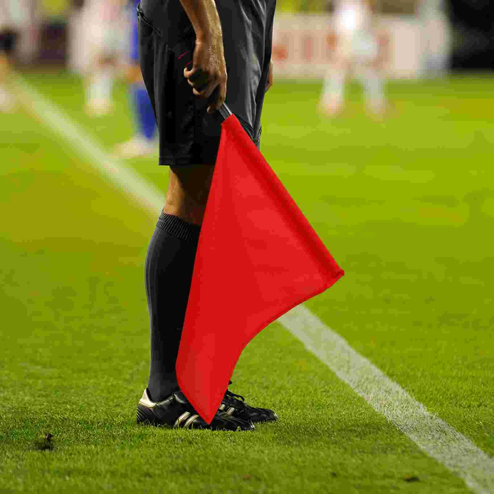 Bandera de señal de 2 uds., banderas de inicio, acanalada a mano, árbitro de fútbol de carreras de acero inoxidable, algodón de poliéster con