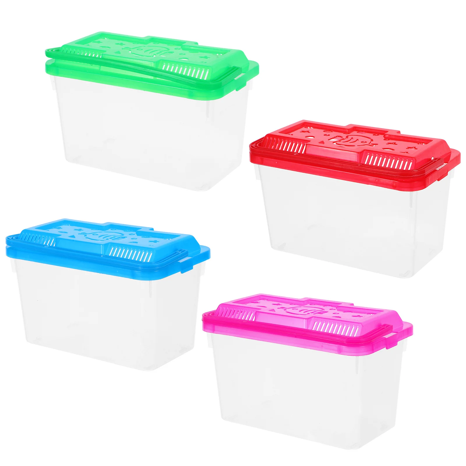 

4Pcs Mini Fish Tank Transparent Plastic Aquarium Box Handheld Pet Carrier Stable Base Small Fish Turtles Reptiles Hamsters